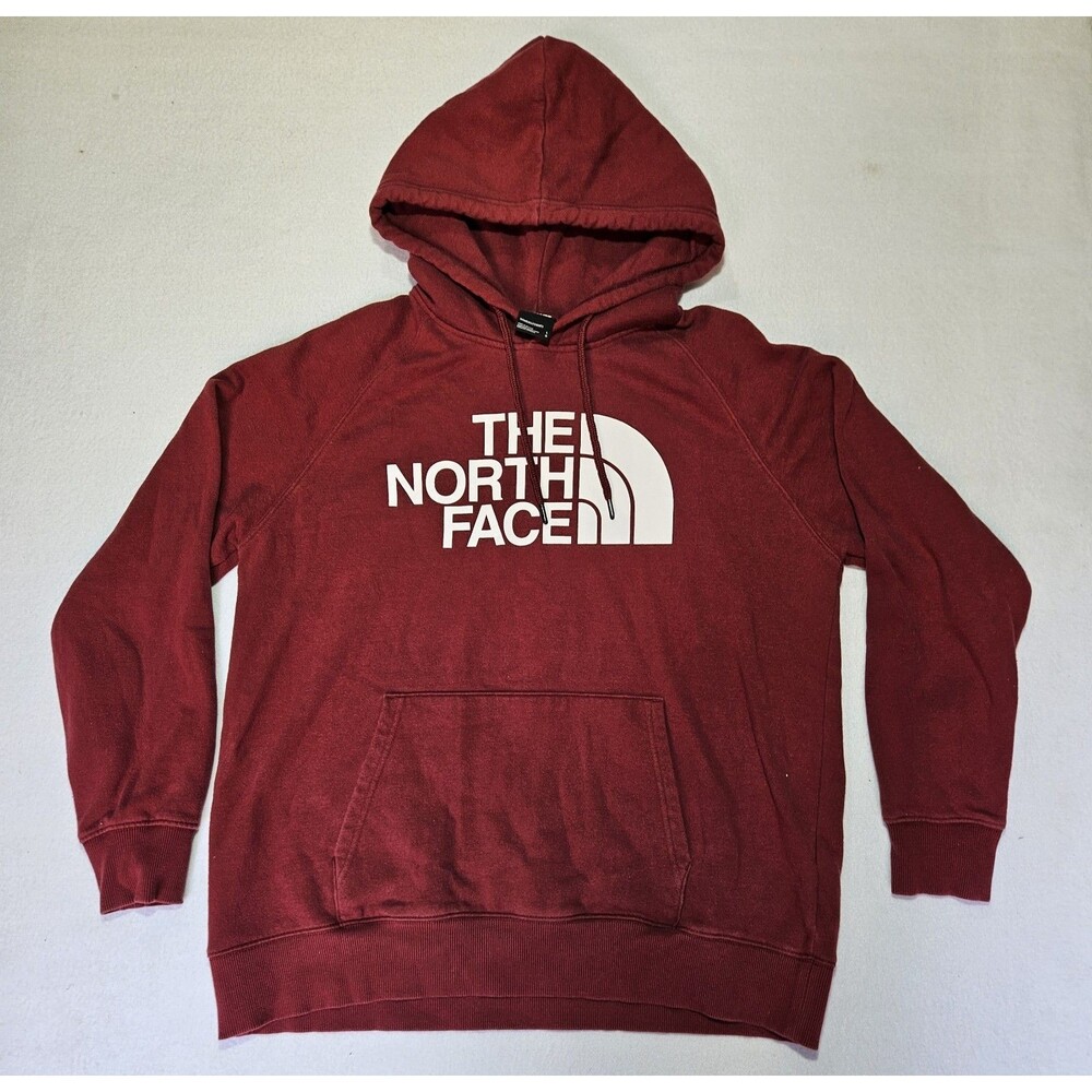 The North Face Womens Hoodie Size Large Hooded Sweatshirt Pockets Red